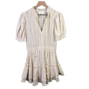 Mable Eyelet Mini Dress Large Ruffle Ballon Sleeve Cottagecore Fairy Costal Boho
